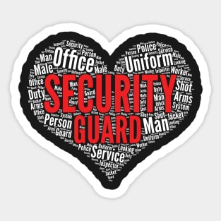 Security guard Heart Shape Word Cloud Design print Sticker